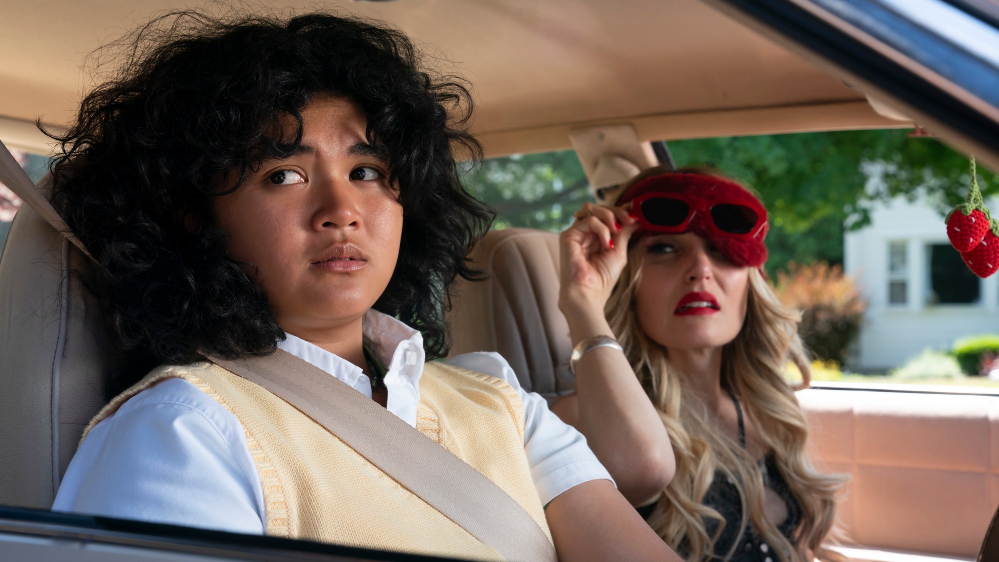An awkward high school senior (Sam Morelos, left) hires an exotic dancer (Chloe Fineman) to help seduce her longtime crush before graduation, leading to unexpected friendship and lessons in self-confidence, acceptance, and adulthood.