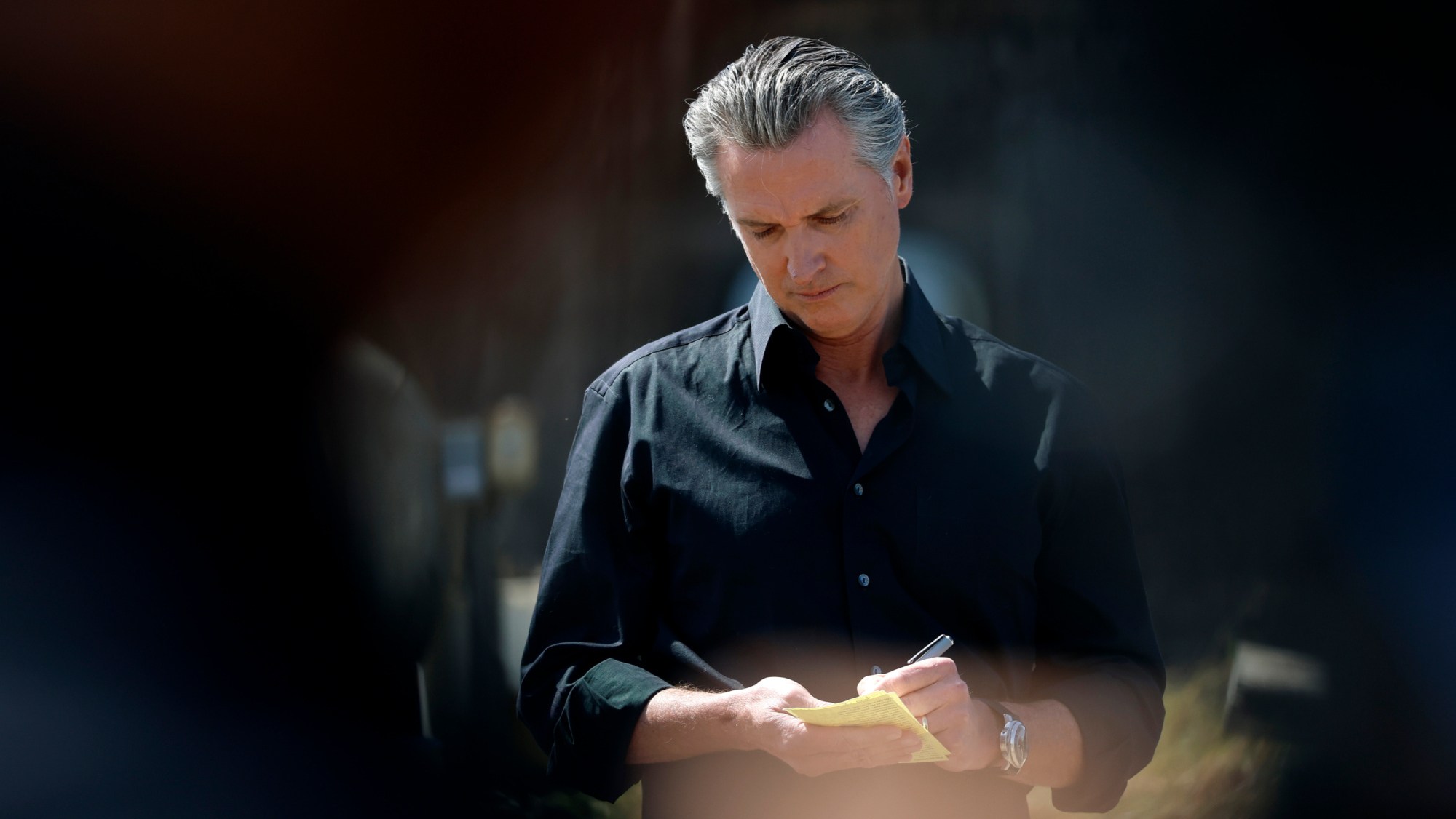 California Gov. Gavin Newsom during an April 16 news conference.